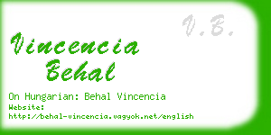 vincencia behal business card